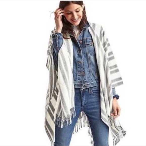 GAP Sweaters - GAP Striped Wool Blend Poncho M/L